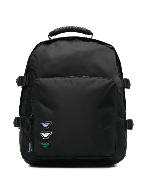 Black Multi-pocket logo-patch backpack Farfetch Accessories Bags Rucksacks 