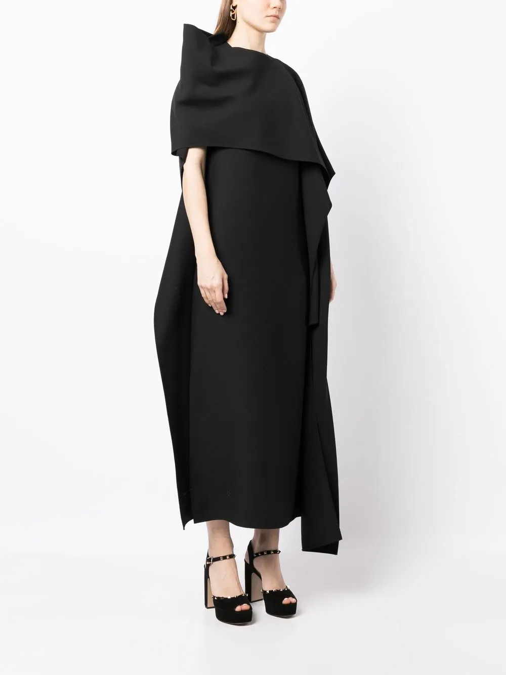 VALENTINO DRAPED MIDI DRESS