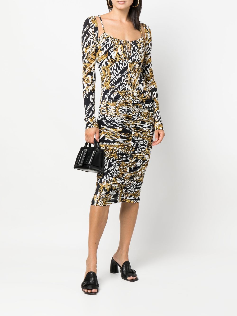 Versace Jeans Couture Midi-jurk met logoprint - Zwart