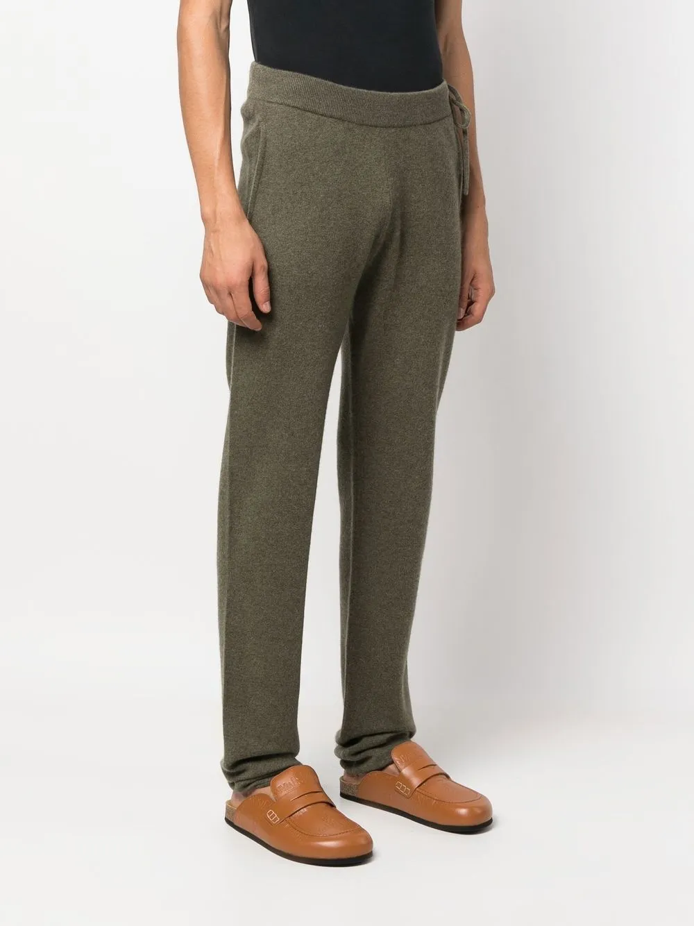 Extreme Cashmere Fine-knit Straight-leg Trousers In Grün