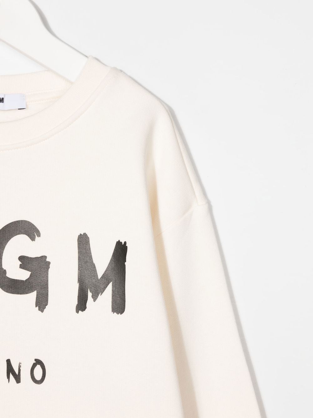 Shop Msgm Logo-print Long-sleeve Sweatshirt In Neutrals