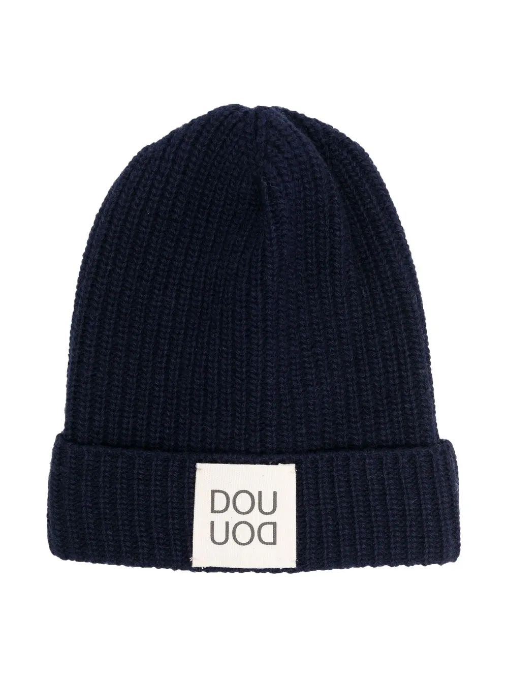 

Douuod Kids logo-patch ribbed beanie - Azul