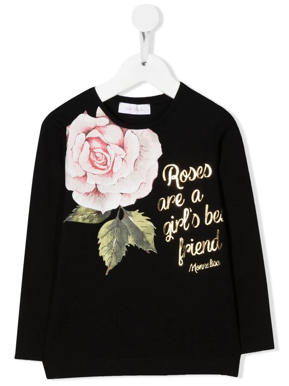 

Monnalisa playera con rosas estampadas - Negro