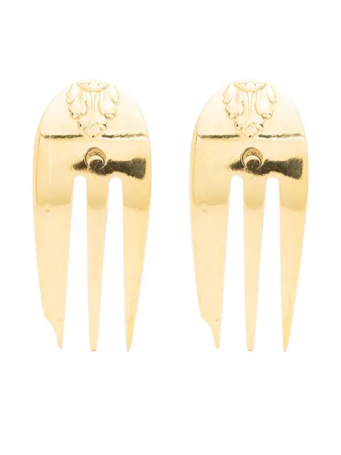 Marine Serre Reassembled Cutlery fork earrings
