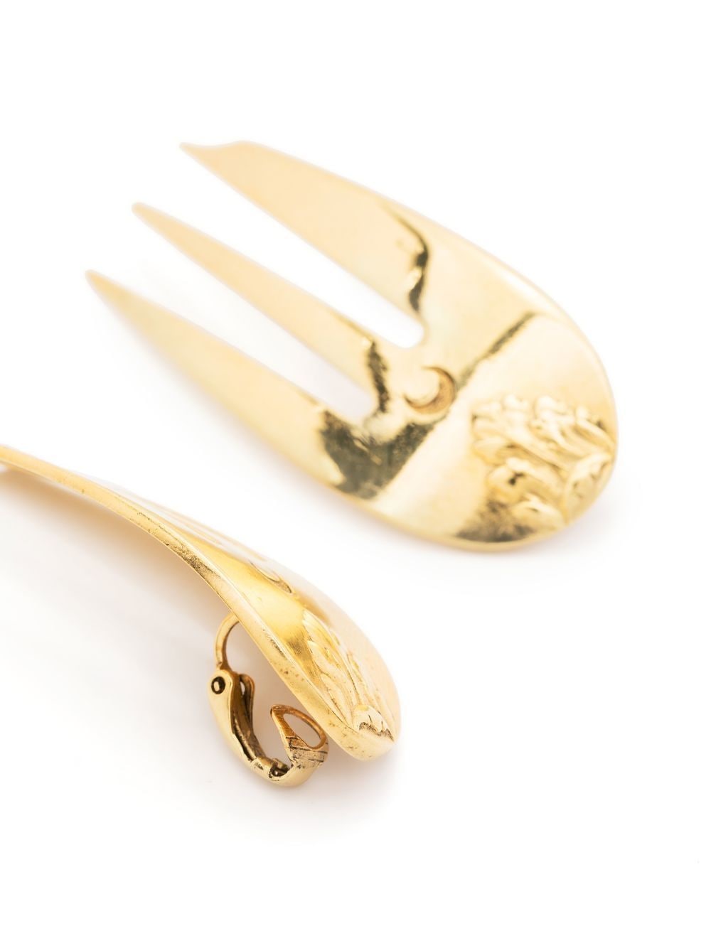 Shop Marine Serre Reassembled Cutlery Fork Earrings In Gold