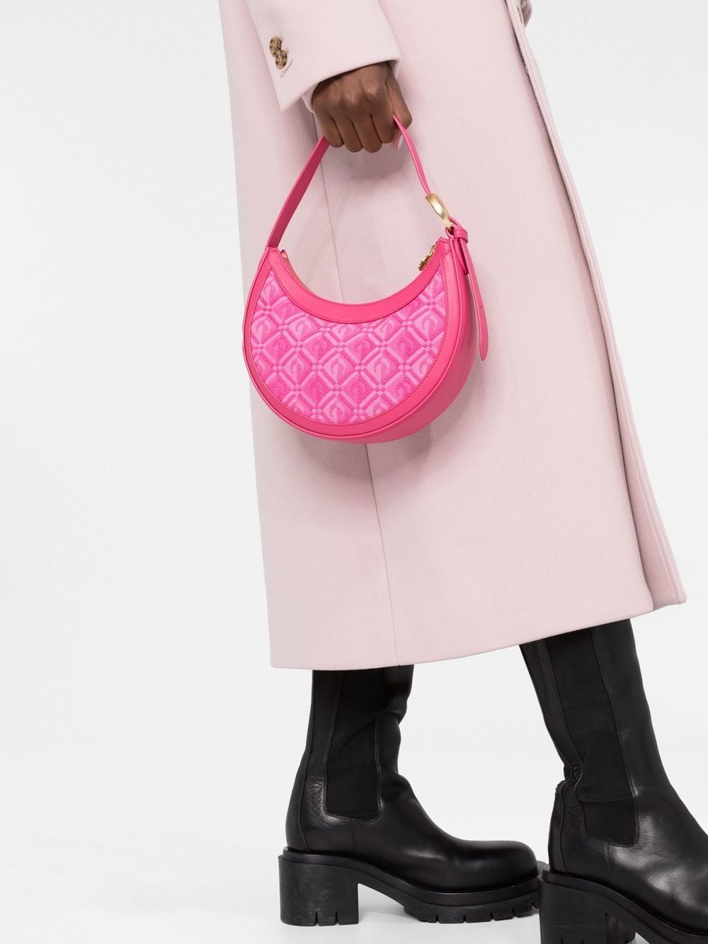 Shop Marine Serre Elips Moon Diamant Mini Bag In Pink