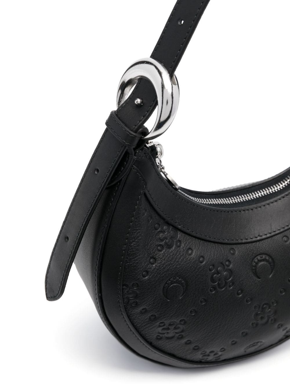 Shop Marine Serre Moonogram Leather Shoulder Bag In Schwarz