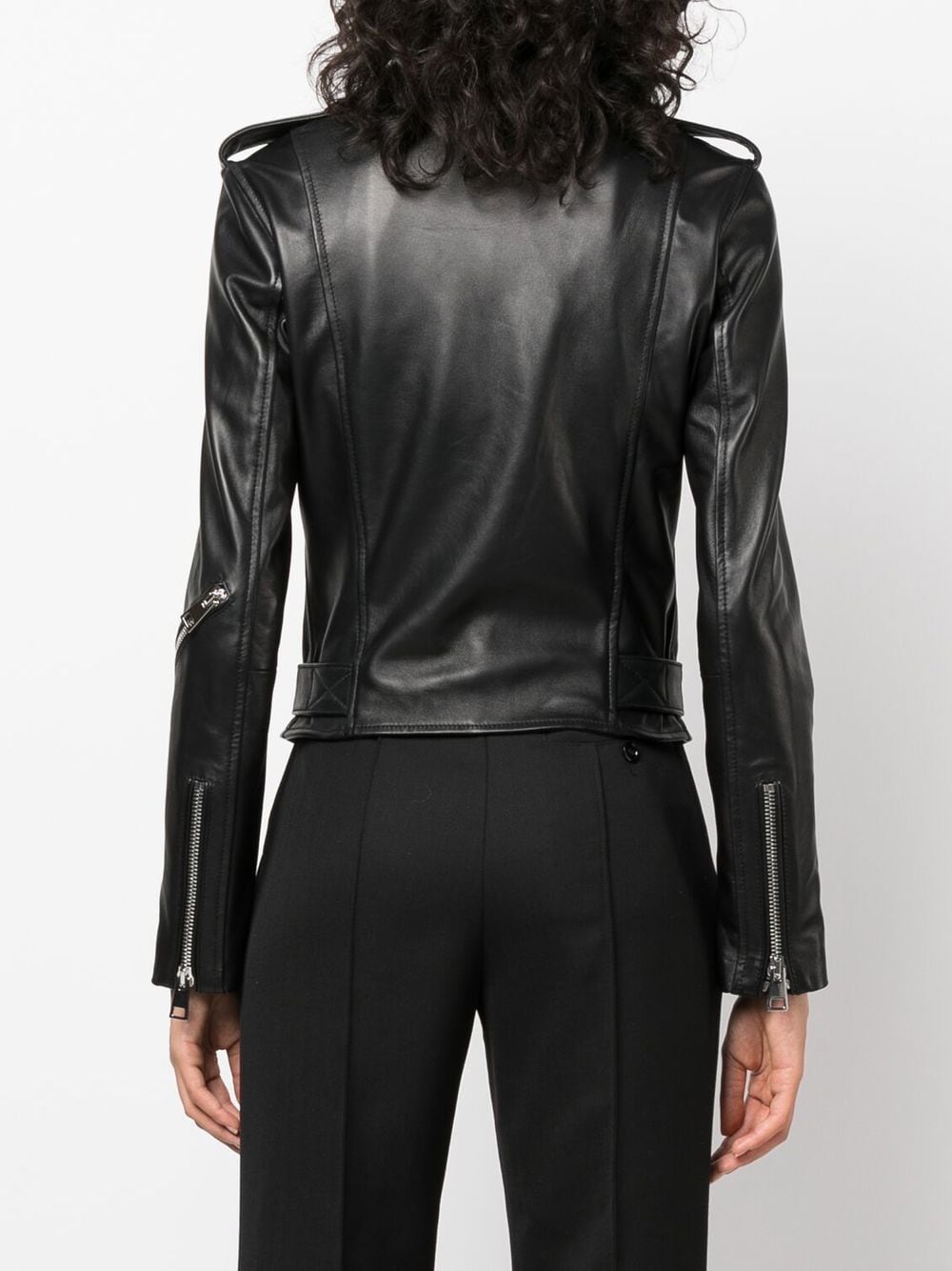 Shop Manokhi Zip-fastening Leather Biker Jacket In Black