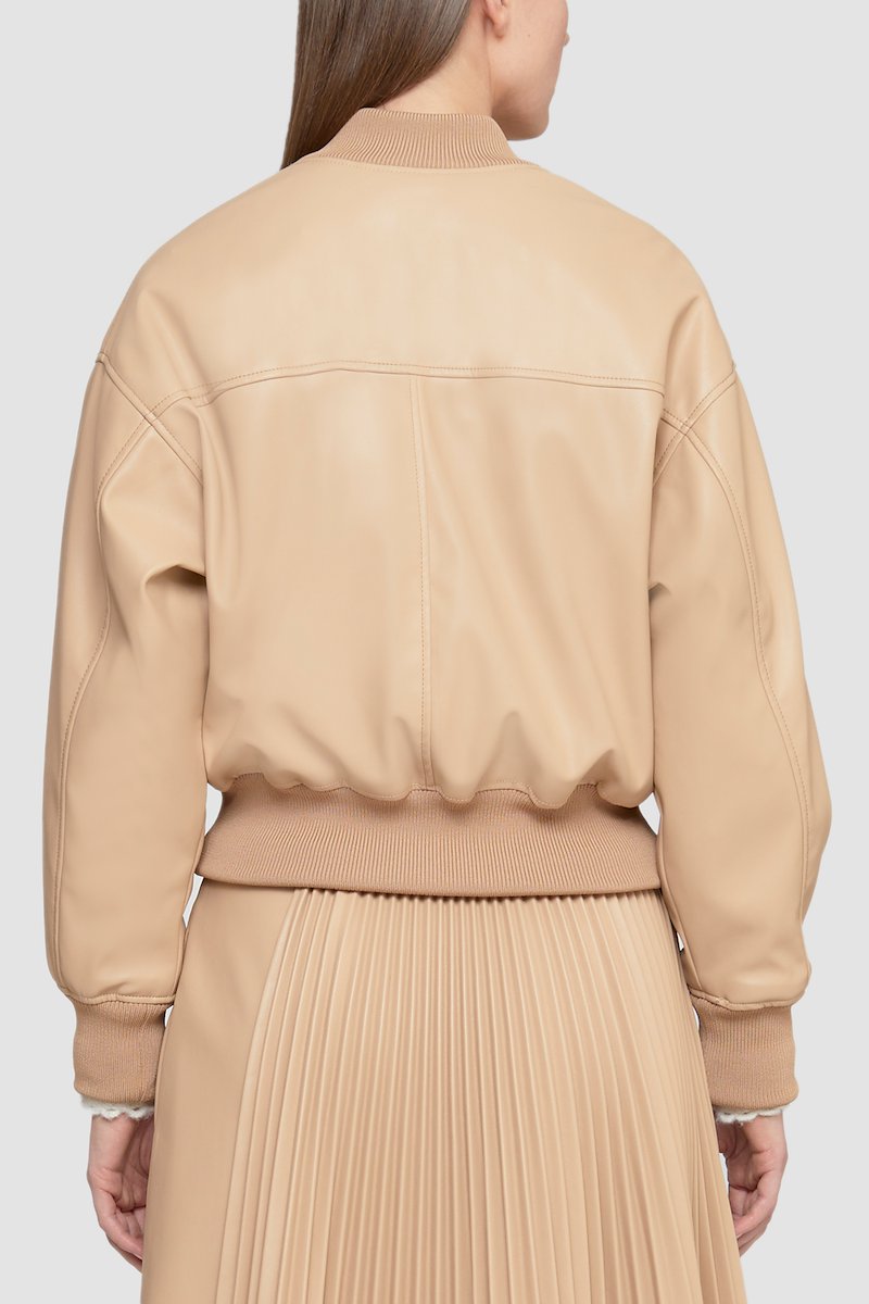 Leather Alternative Cropped Bomber-brown #0 Leather Alternative Cropped Bomber, - 4