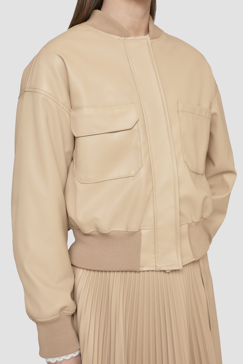 Leather Alternative Cropped Bomber-brown #0 Leather Alternative Cropped Bomber, - 4
