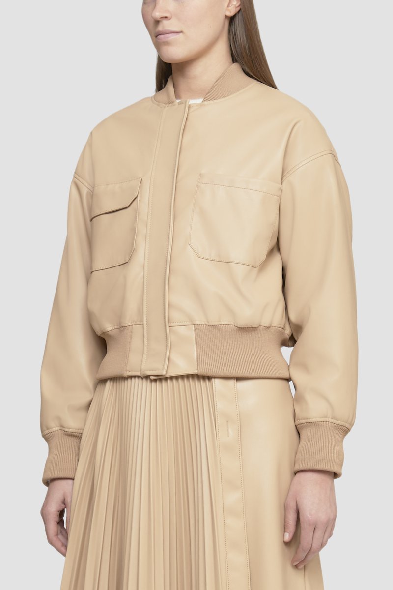 Leather Alternative Cropped Bomber-brown #0 Leather Alternative Cropped Bomber, - 10