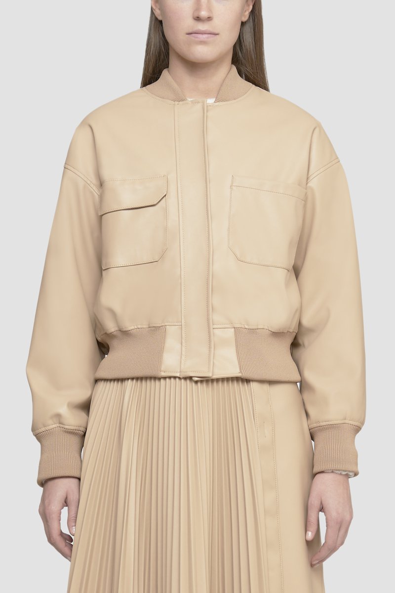 Leather Alternative Cropped Bomber-brown #0 Leather Alternative Cropped Bomber, - 8