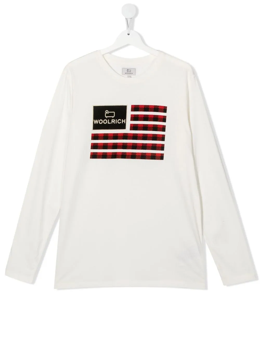 

Woolrich Kids playera manga larga con logo estampado - Blanco