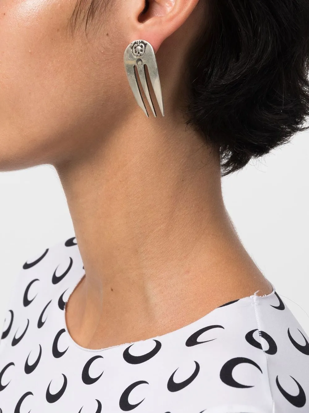 Shop Marine Serre Reassembled Cutlery Earrings In Silver