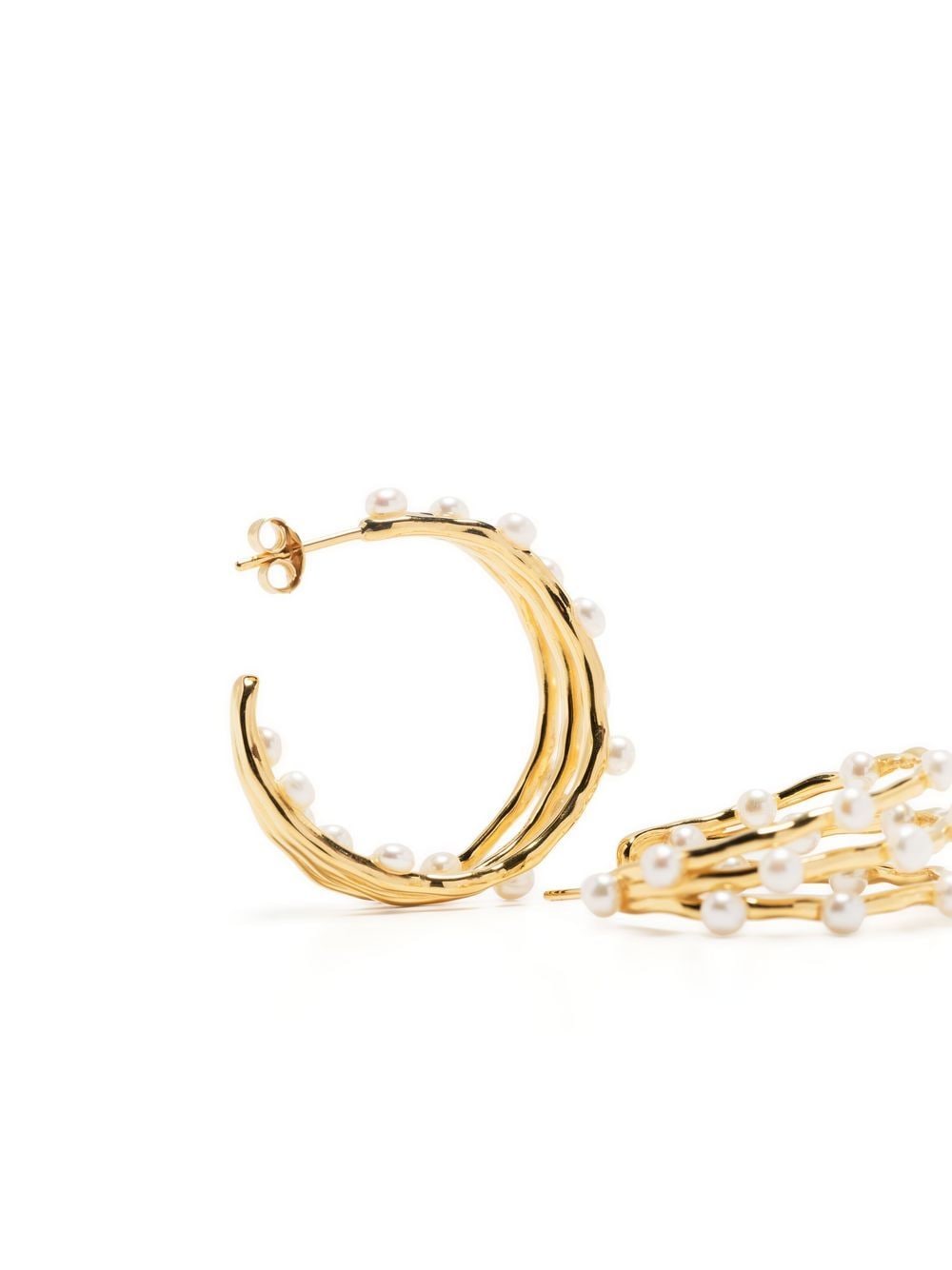 Shop Dower & Hall Medium Waterfall Pearl Hoop-earrings In Gold