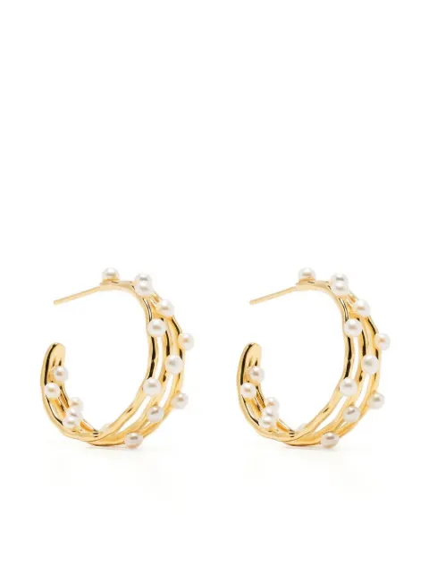 DOWER AND HALL medium waterfall pearl hoop-earrings