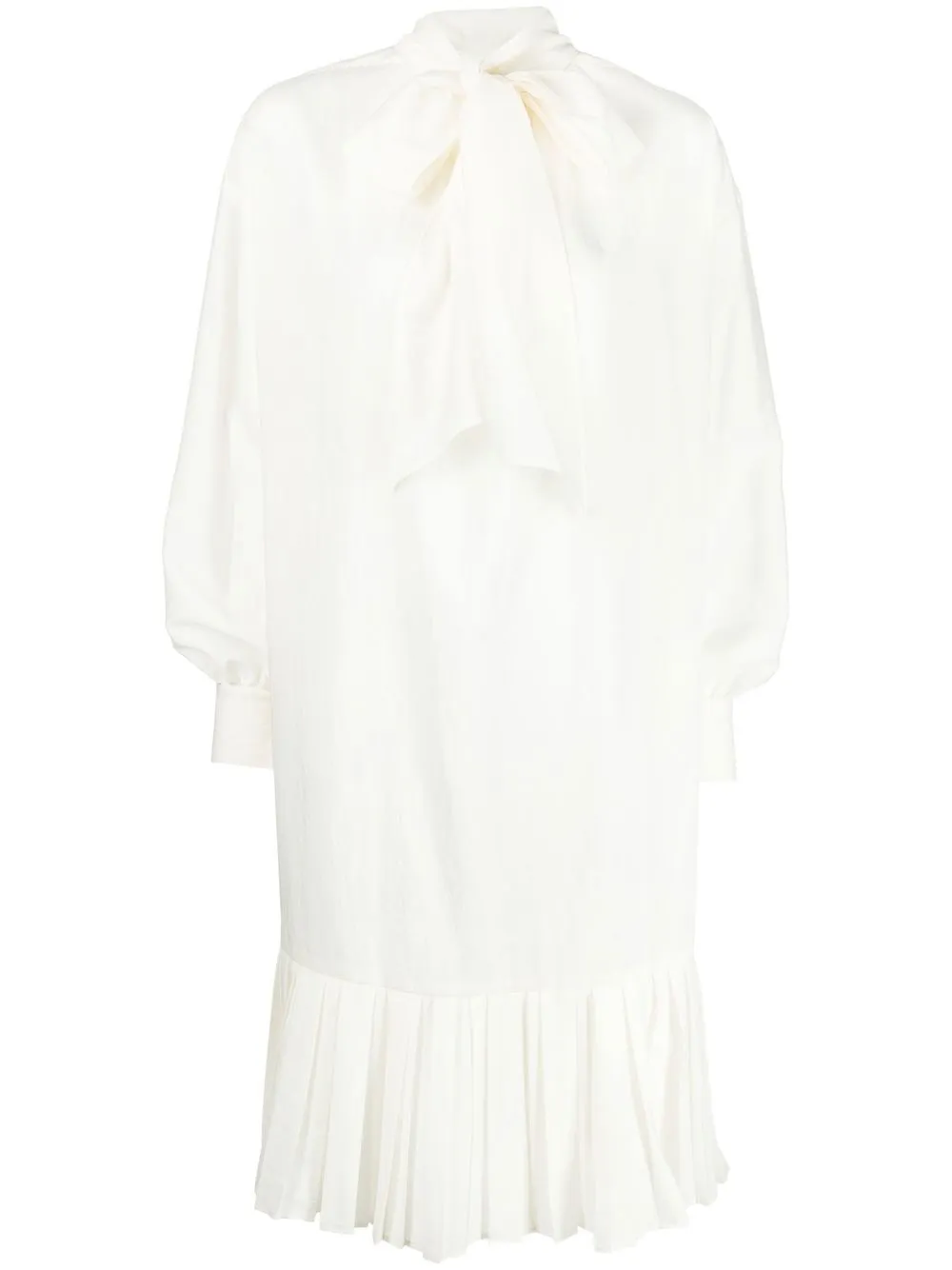 

Shanshan Ruan pleated tie-collar dress - White