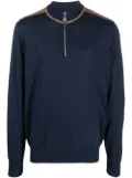 Billionaire zip collar silk-cotton jumper - Blue