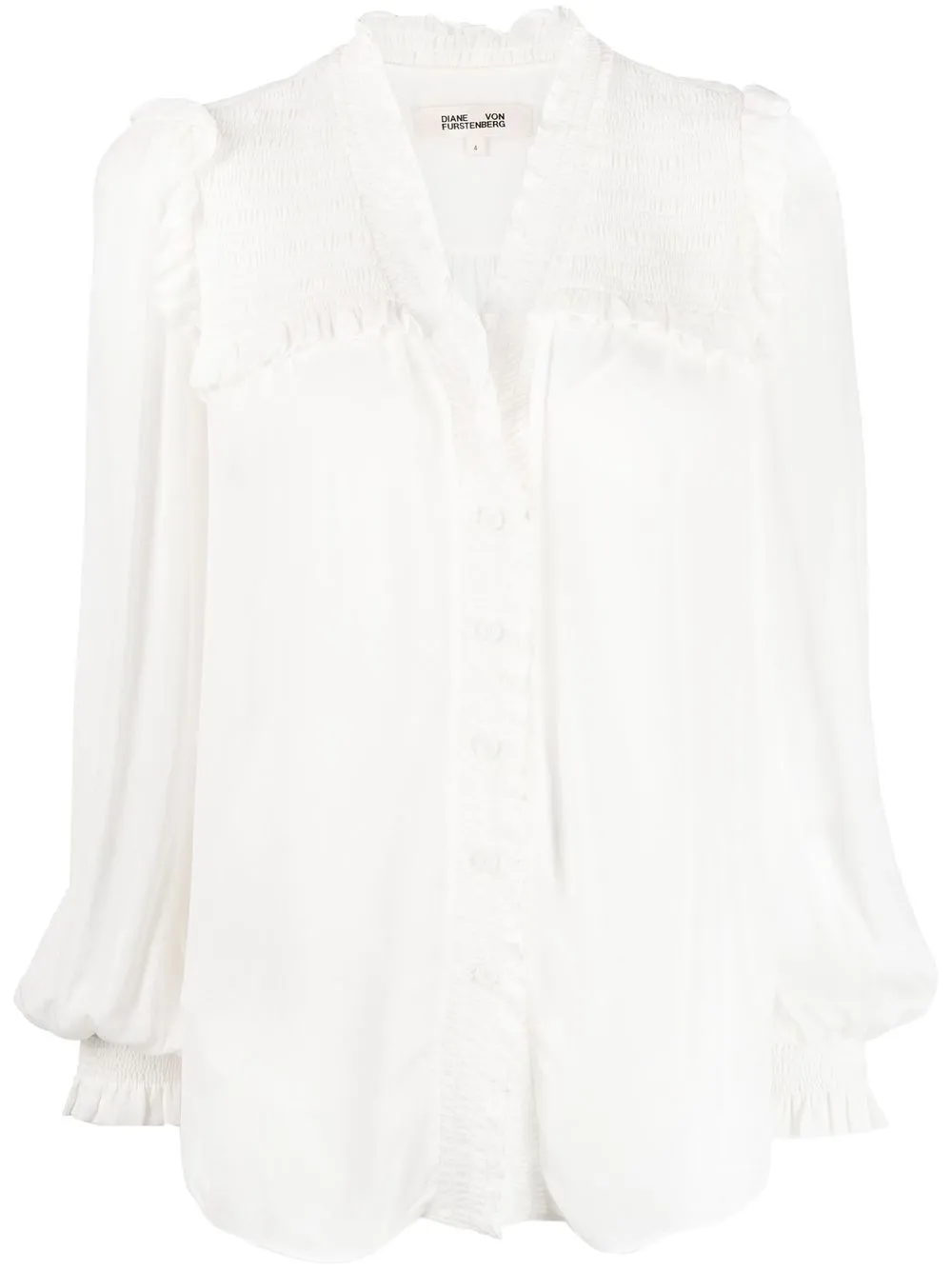 

DVF Diane von Furstenberg blusa con detalle fruncido - Blanco