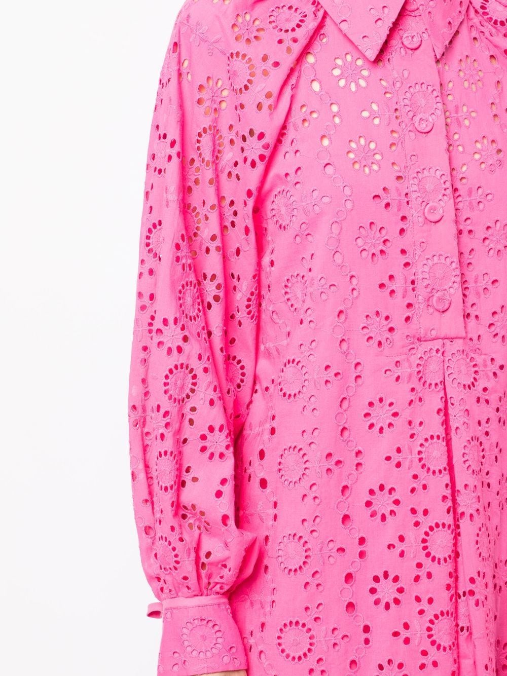 Shop Evi Grintela Broderie Puff-sleeved Dress In 粉色