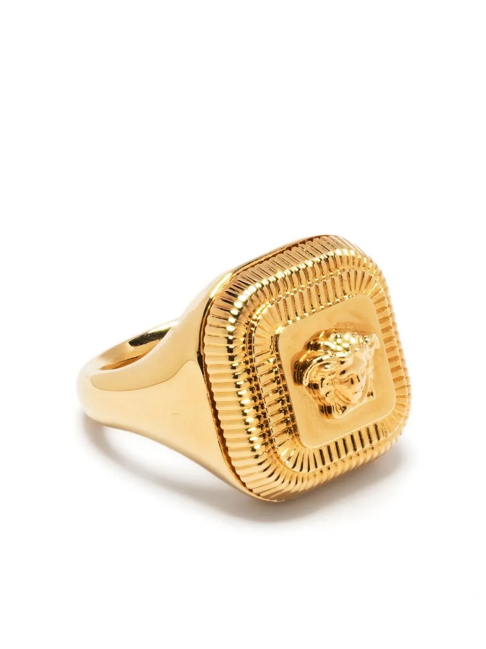 Versace Medusa Stamp Signet Ring In Gold Modesens