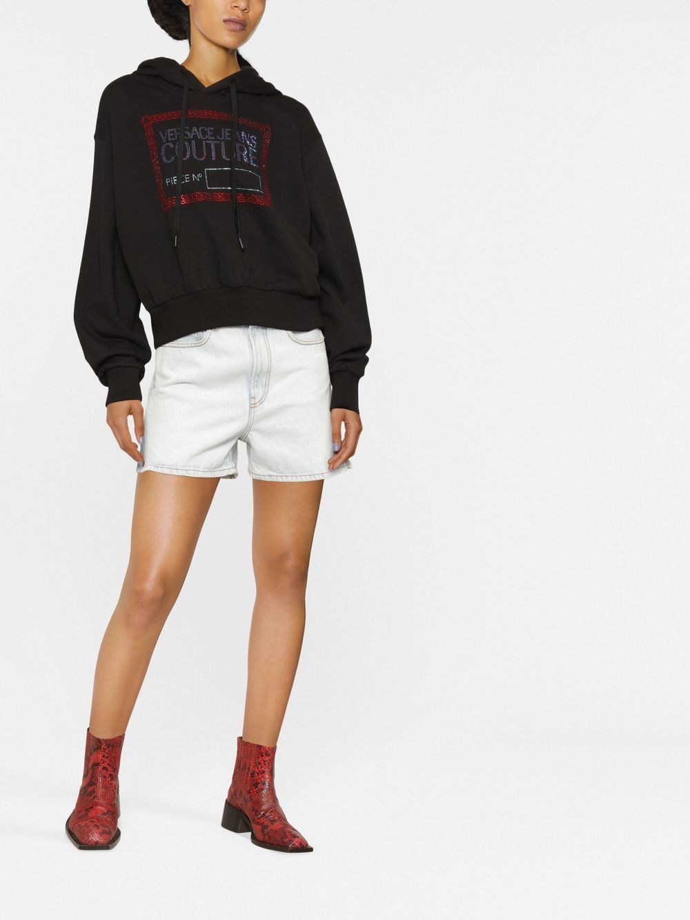 Versace Jeans Couture Hoodie met stras - Zwart