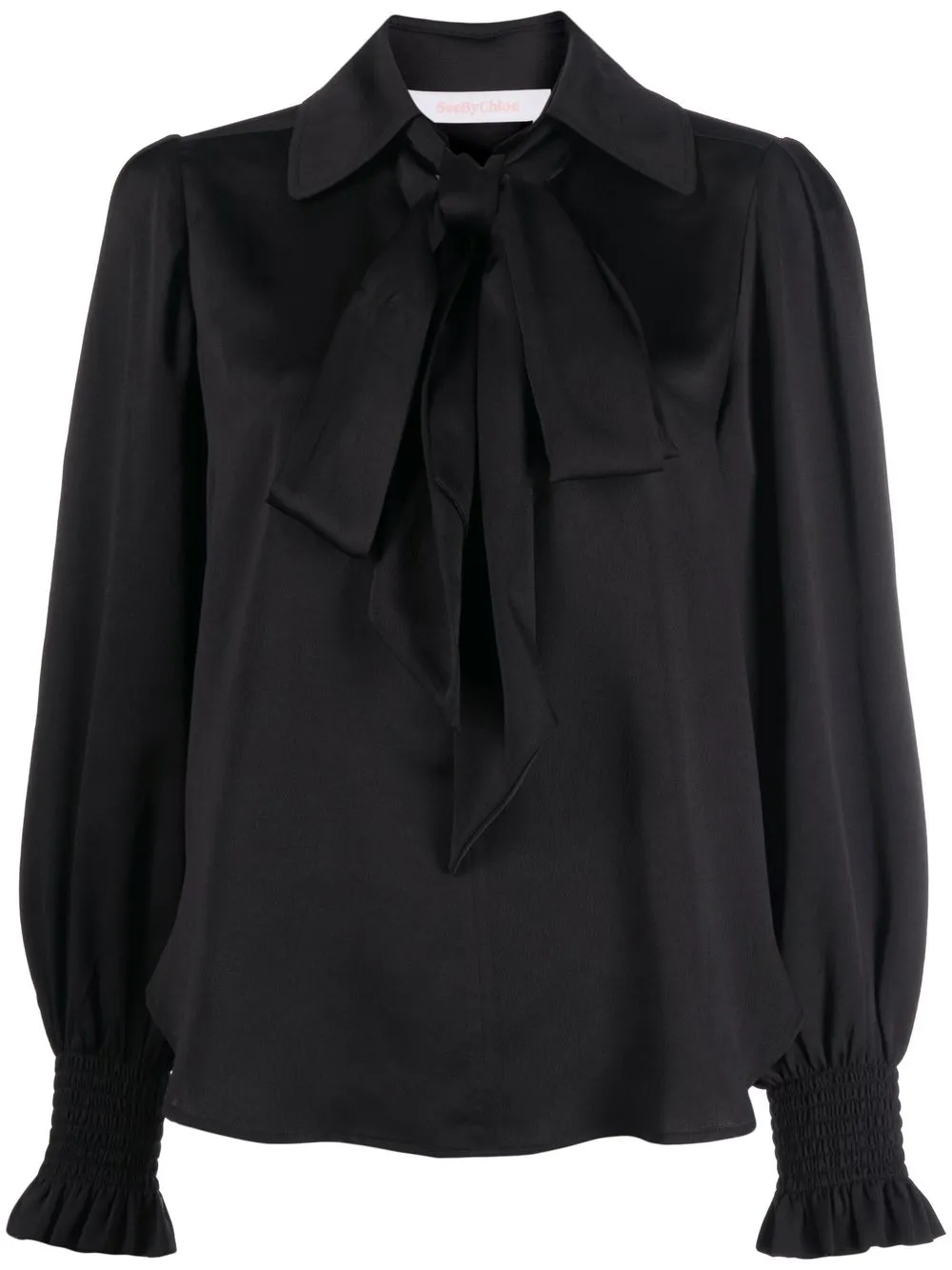 

See by Chloé blusa drapeada con moño en la parte delantera - Negro