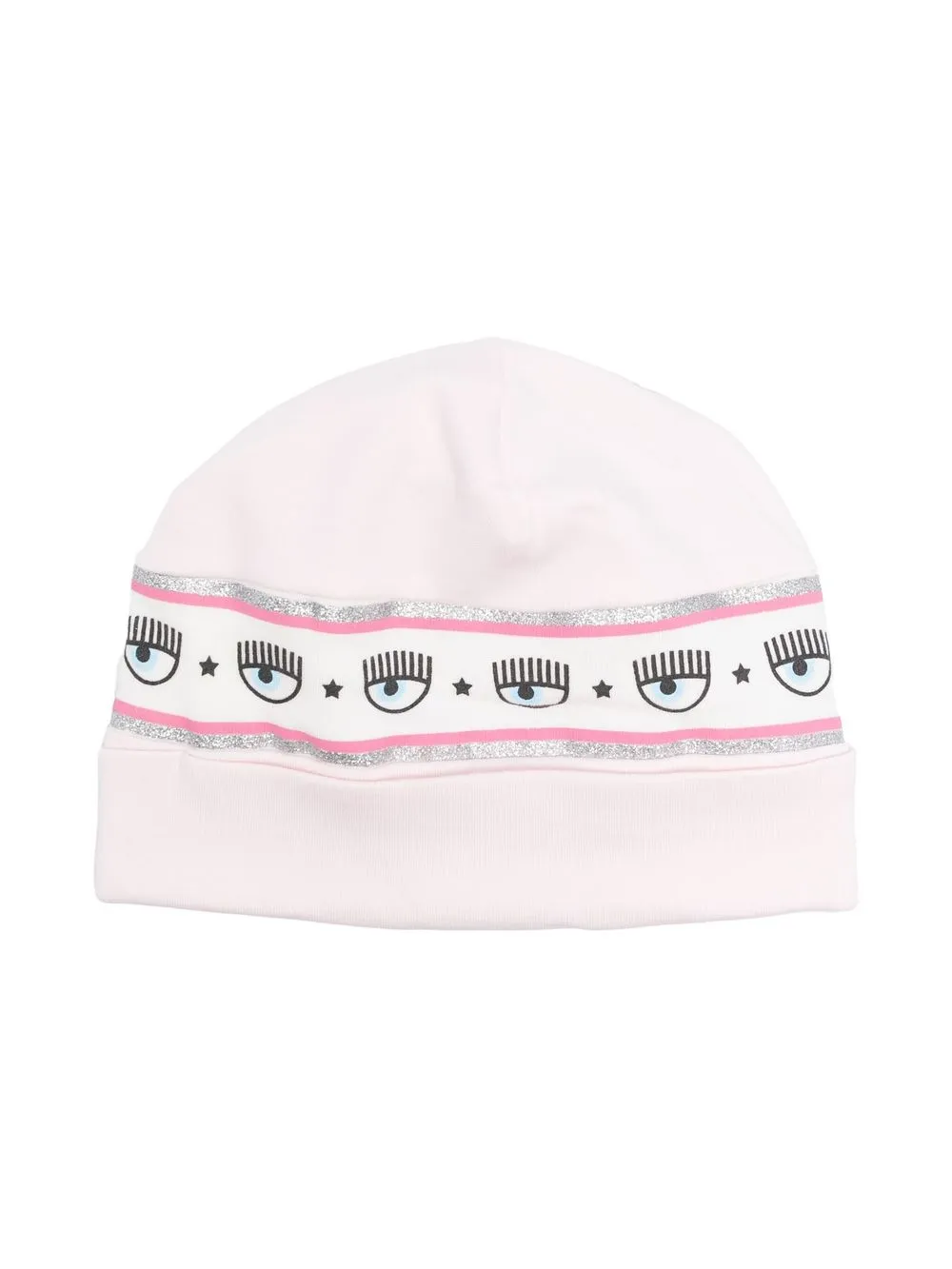 

Chiara Ferragni Kids gorro tejido con estampado gráfico - Rosado