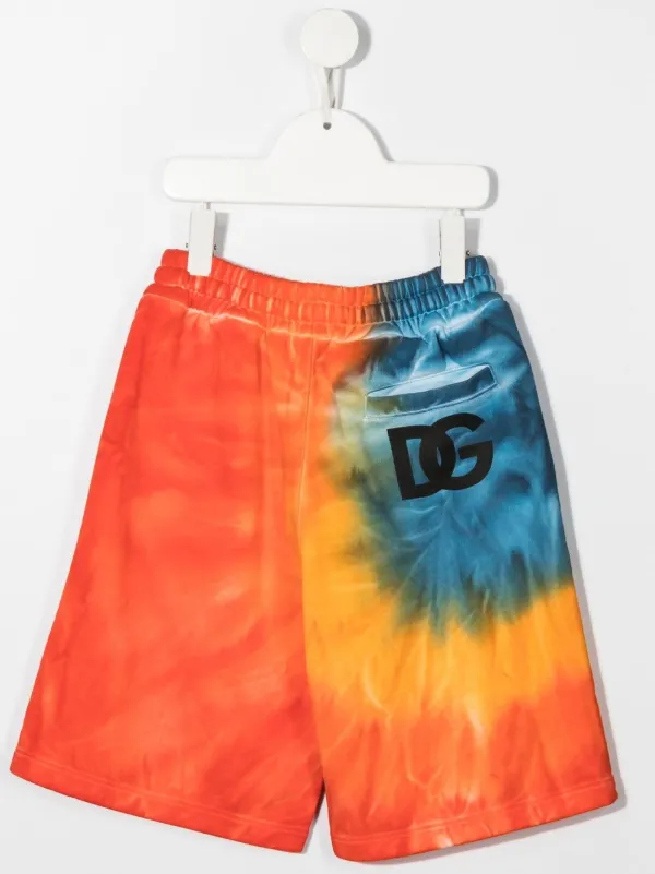 Dolce & Gabbana Kids Tie dye-print Cotton Shorts | Orange