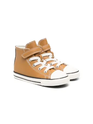 Kids brown leather outlet converse