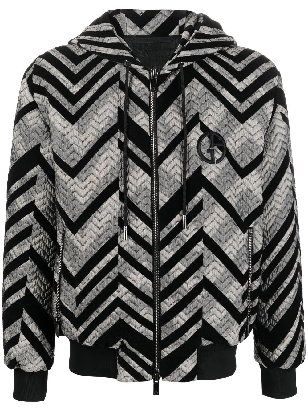 

Giorgio Armani zigzag-jacquard zip-up hoodie - Black