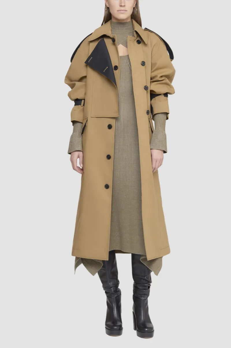 Oversized Bonded Cotton Trench Coat in oak-black | 3.1 Phillip Lim