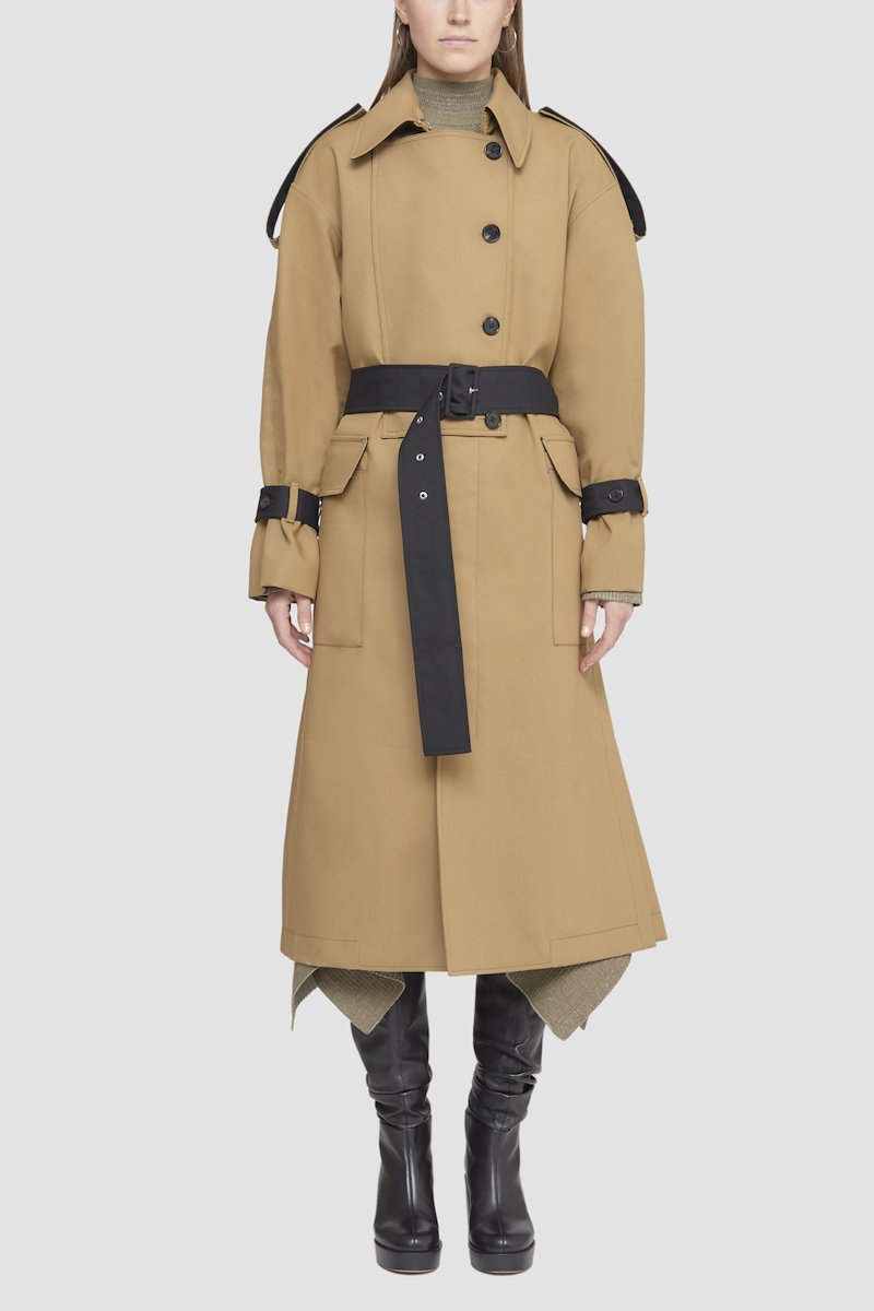 Oversized Bonded Cotton Trench Coat, - 3