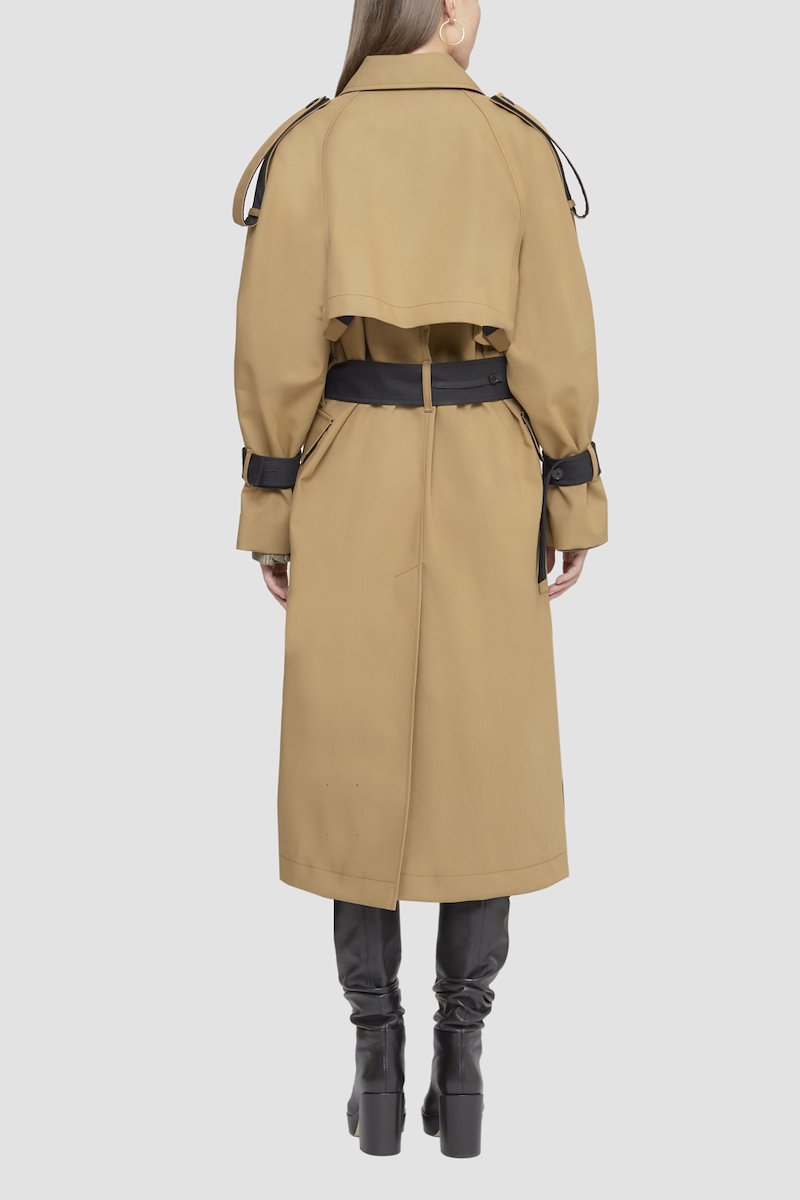 Oversized Bonded Cotton Trench Coat-oak-black #1 Oversized Bonded Cotton Trench Coat, - 5