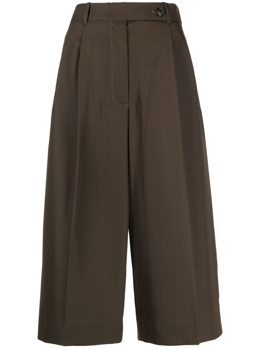 belted pleated cropped trousers