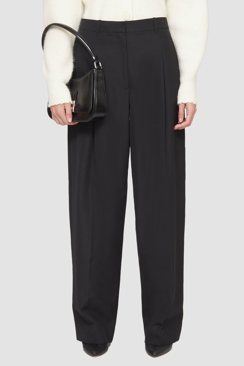 Tailored Full Leg Trouser-black #1 Tailored Full Leg Trouser, high-waisted wide-leg tailored trousers from 3.1 PHILLIP LIM featuring black, wool blend, high-waisted, concealed front fastening, belt loops, pleat detailing and two rear welt pockets.- 3