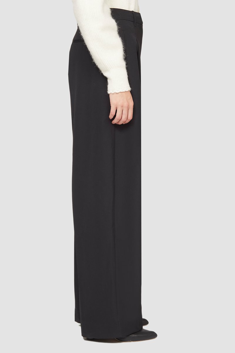 Tailored Full Leg Trouser-black #0 Tailored Full Leg Trouser, high-waisted wide-leg tailored trousers from 3.1 PHILLIP LIM featuring black, wool blend, high-waisted, concealed front fastening, belt loops, pleat detailing and two rear welt pockets.- 4