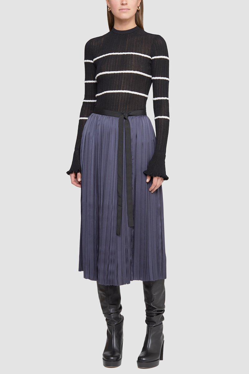 Irregular Pleated Skirt-blue #0 Irregular Pleated Skirt, - 0