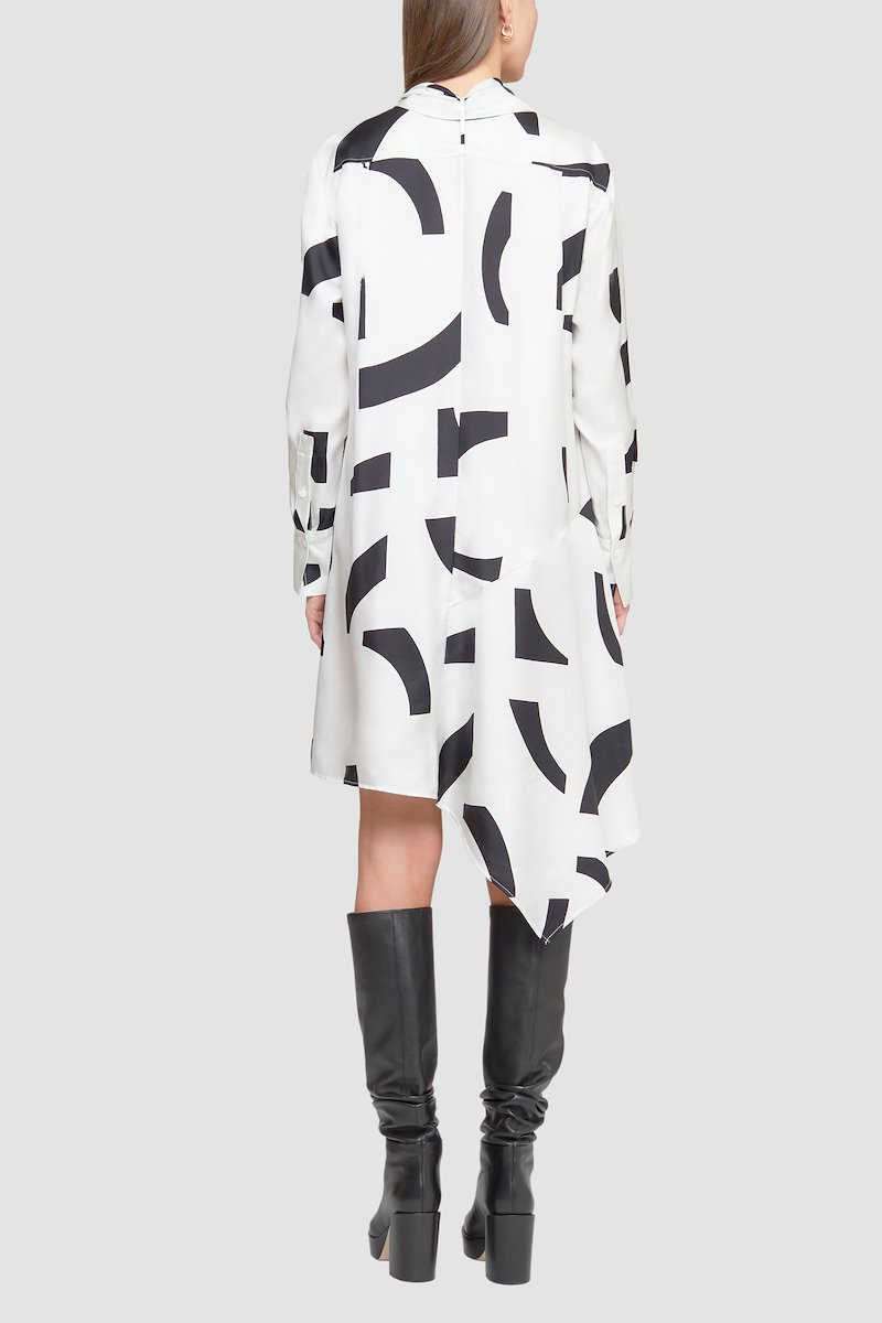 Abstract Tile Shirt Dress -white #1 Abstract Tile Shirt Dress , - 3