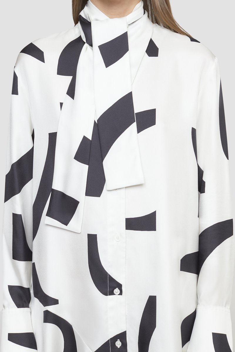 Abstract Tile Shirt Dress -white #0 Abstract Tile Shirt Dress , - 6
