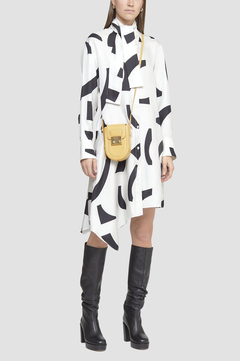 Abstract Tile Shirt Dress -white #0 Abstract Tile Shirt Dress , - 0
