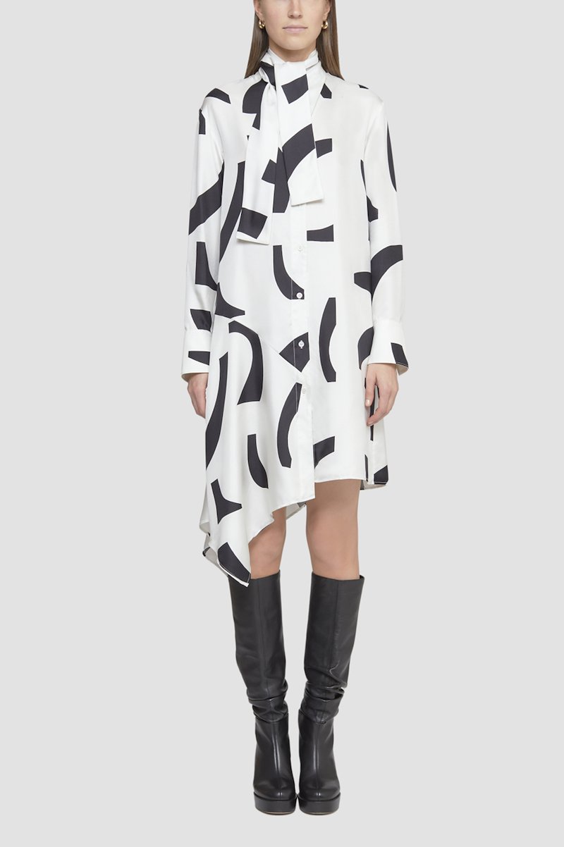 Abstract Tile Shirt Dress -white #1 Abstract Tile Shirt Dress , - 3