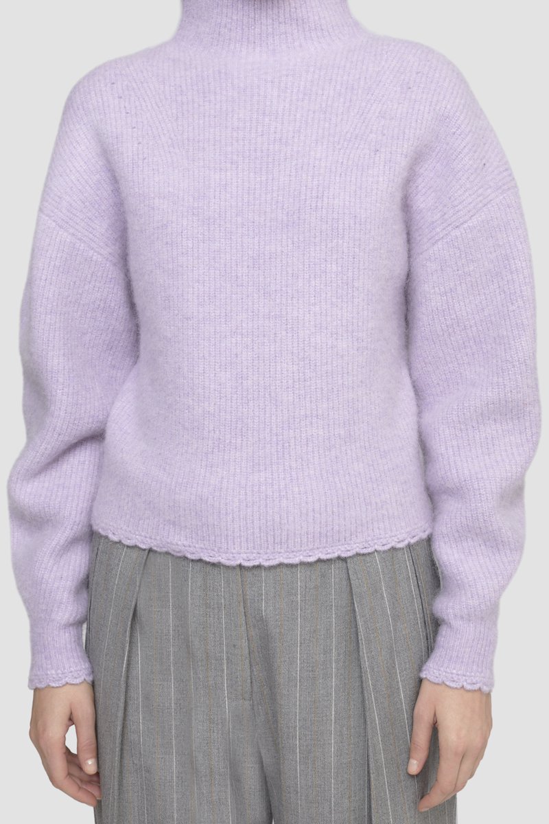 Scallop Trim Mock Neck Pullover-purple #0 Scallop Trim Mock Neck Pullover, - 6