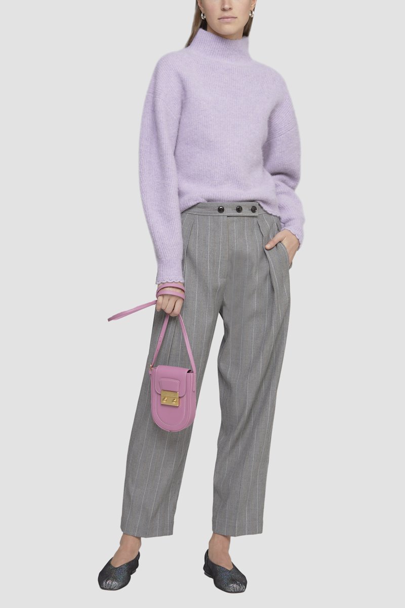 Scallop Trim Mock Neck Pullover-purple #0 Scallop Trim Mock Neck Pullover, - 0
