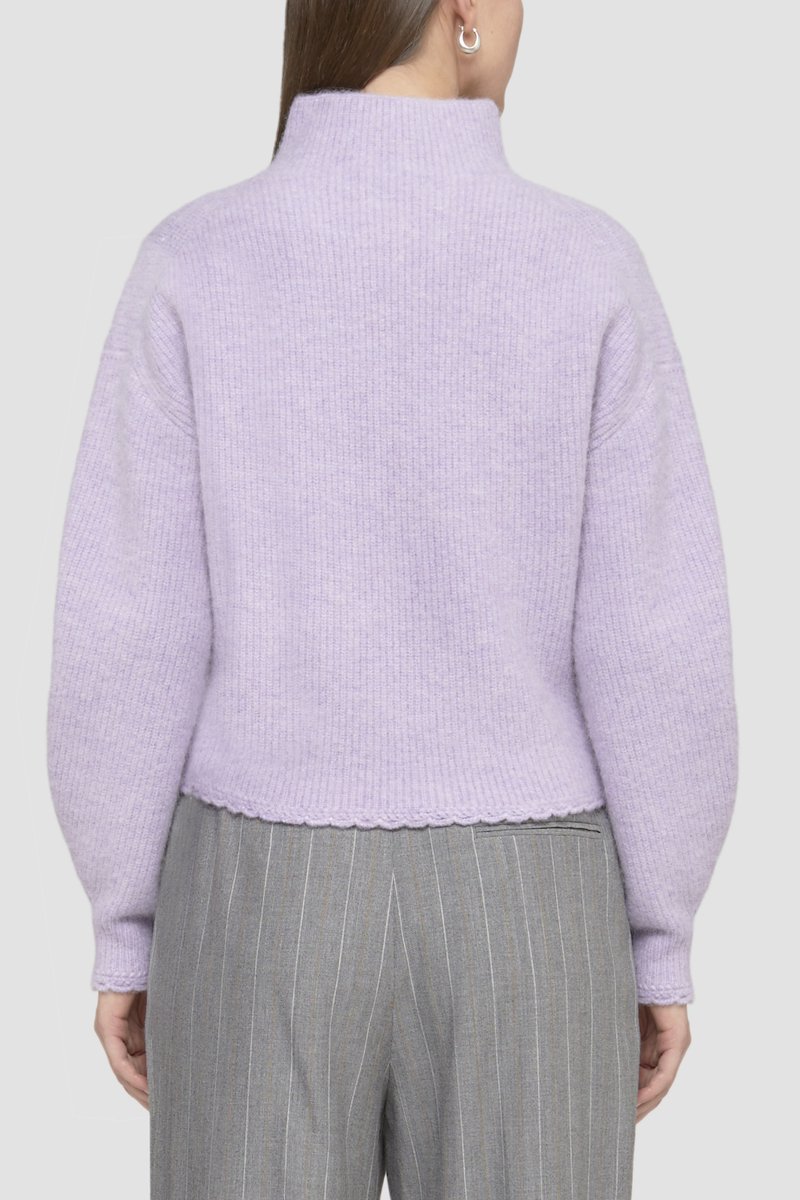Scallop Trim Mock Neck Pullover-purple #1 Scallop Trim Mock Neck Pullover, - 5