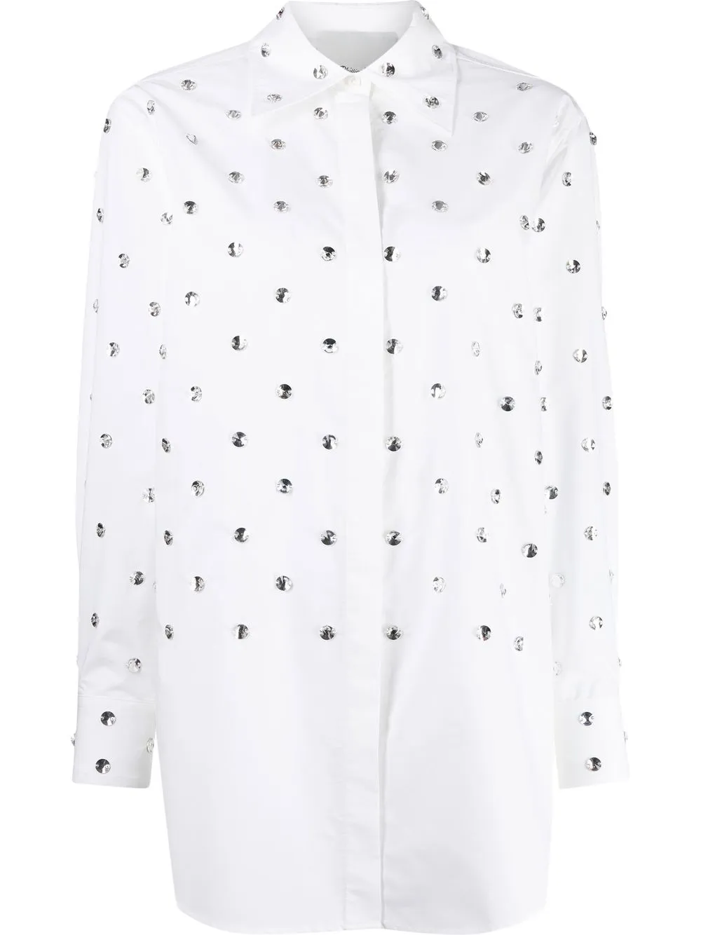 

3.1 Phillip Lim camisa de popelina con detalles de strass - Blanco