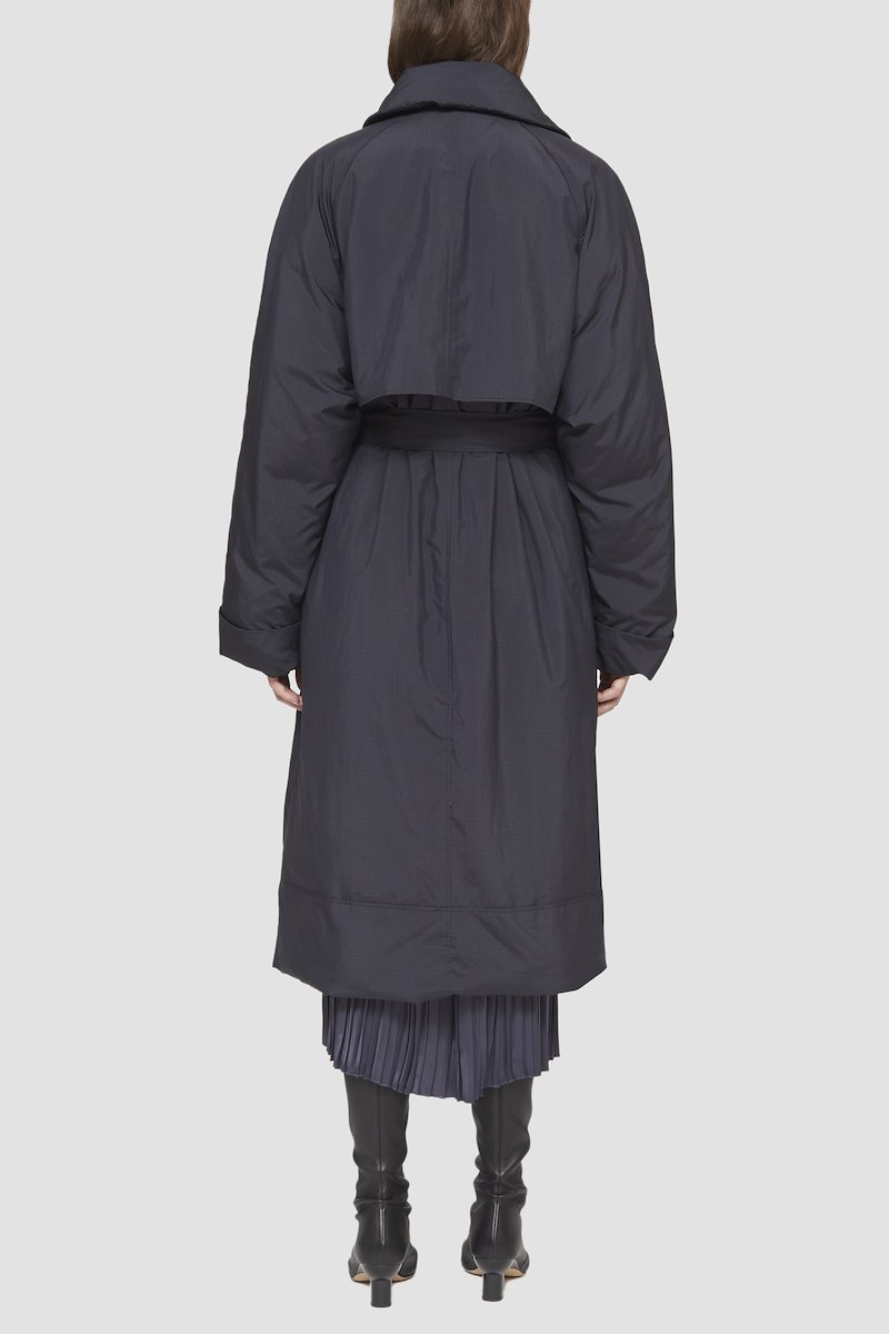 Ripstop Puffer Wrap Trench-blue #0 Ripstop Puffer Wrap Trench, - 4
