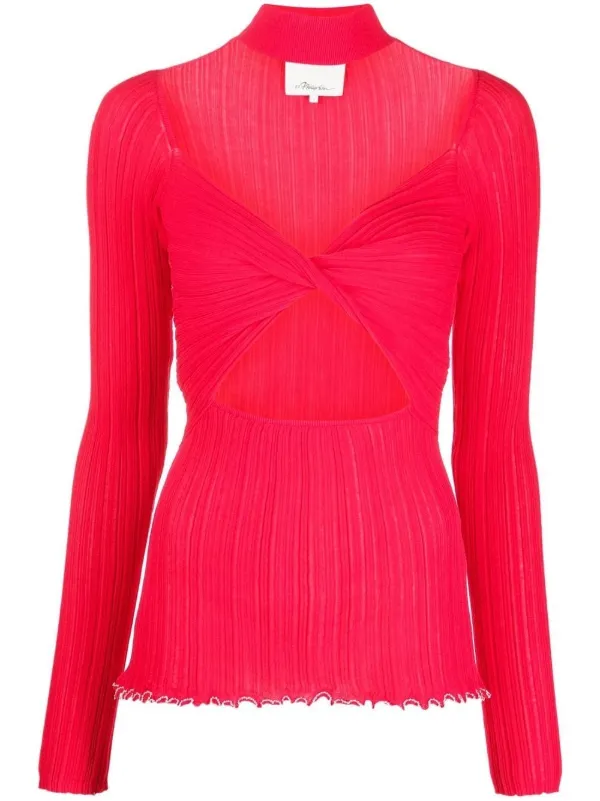 ニット セーター　フィリップリム　赤 3.1 Phillip Lim カットアウト ニットトップ | レッド | FARFETCH JP
