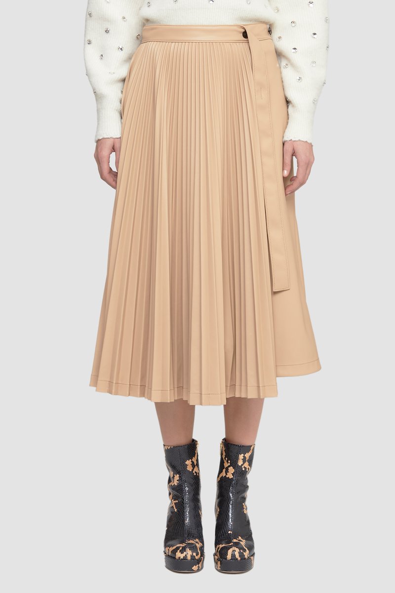 Leather Alternative Asymmetrical Pleated Skirt-neutrals #0 Leather Alternative Asymmetrical Pleated Skirt, - 0