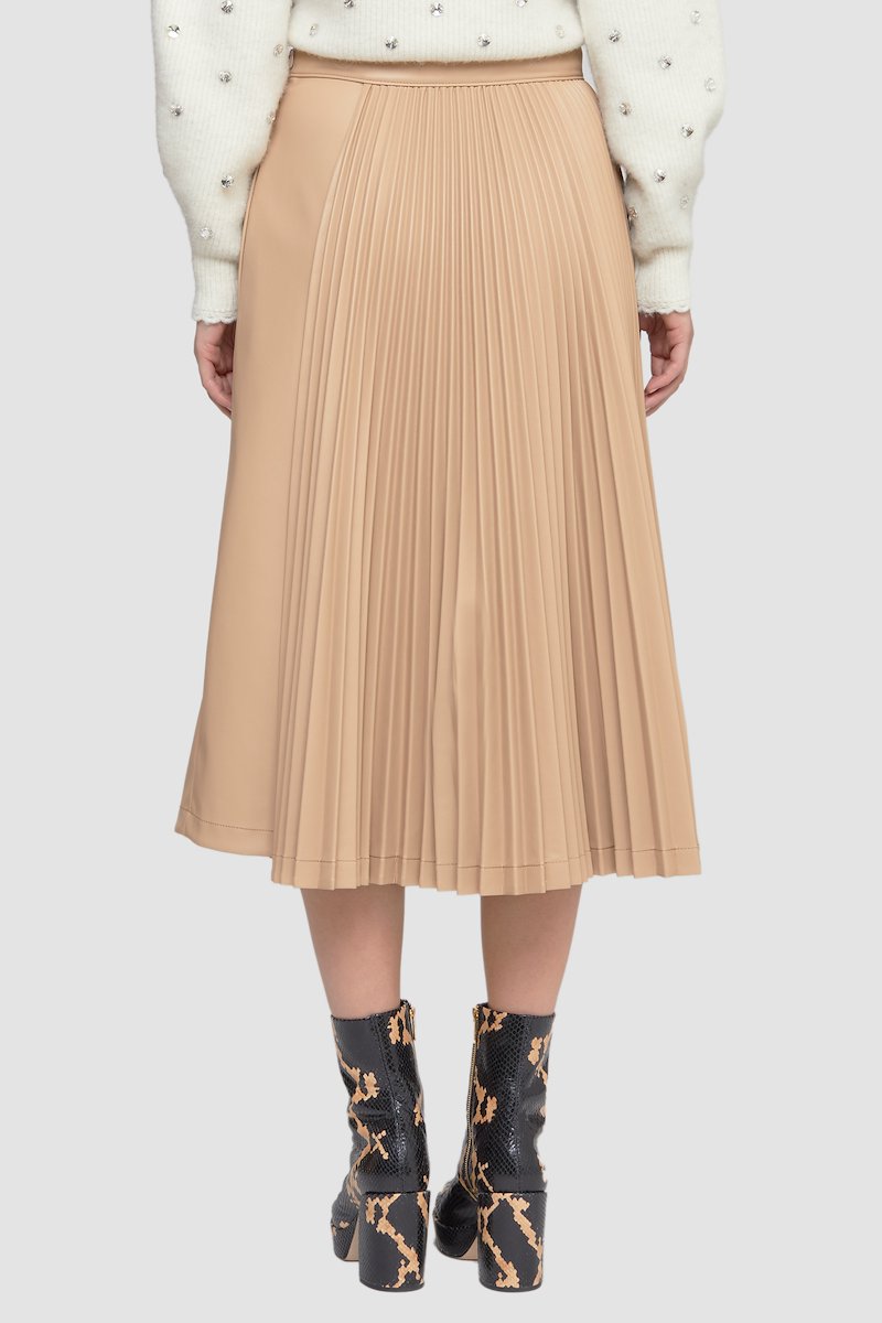 Leather Alternative Asymmetrical Pleated Skirt-neutrals #0 Leather Alternative Asymmetrical Pleated Skirt, - 2